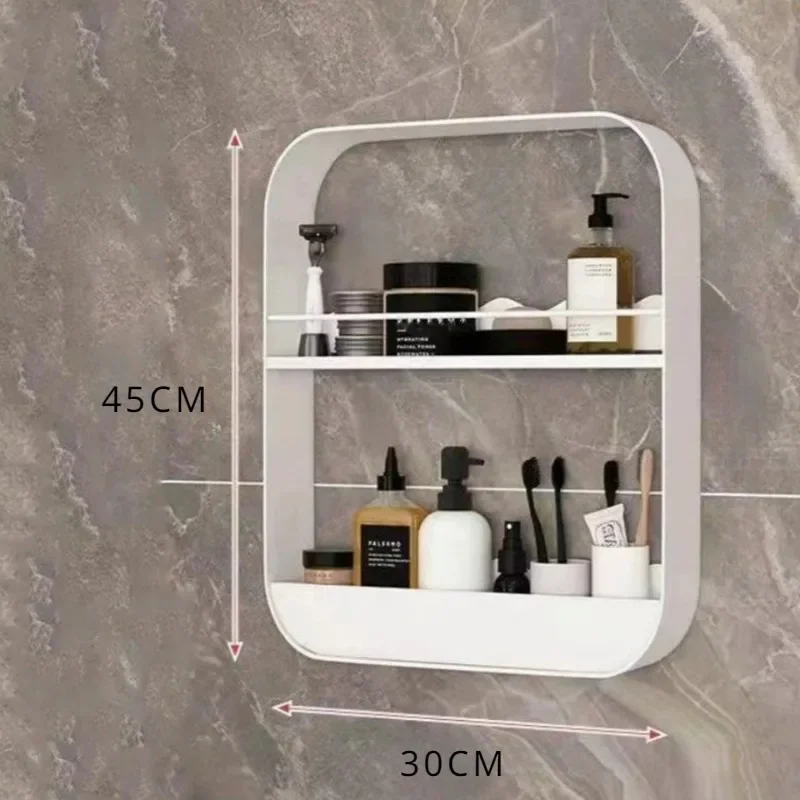 Badezimmerregale, Küche, Wandmontage, Aufbewahrungsregal, stanzfreie Toilettenregale, Organizer, mehrstöckige Toilettenartikel, Kosmetikregale: Gelb