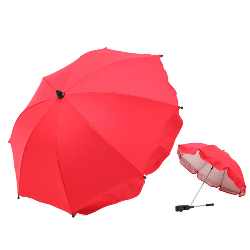 1pcs Adjustable Stroller Umbrella Rain UV Protection Baby Pram Pushchair Sun Shade Parasol With Universal Clamp: Red