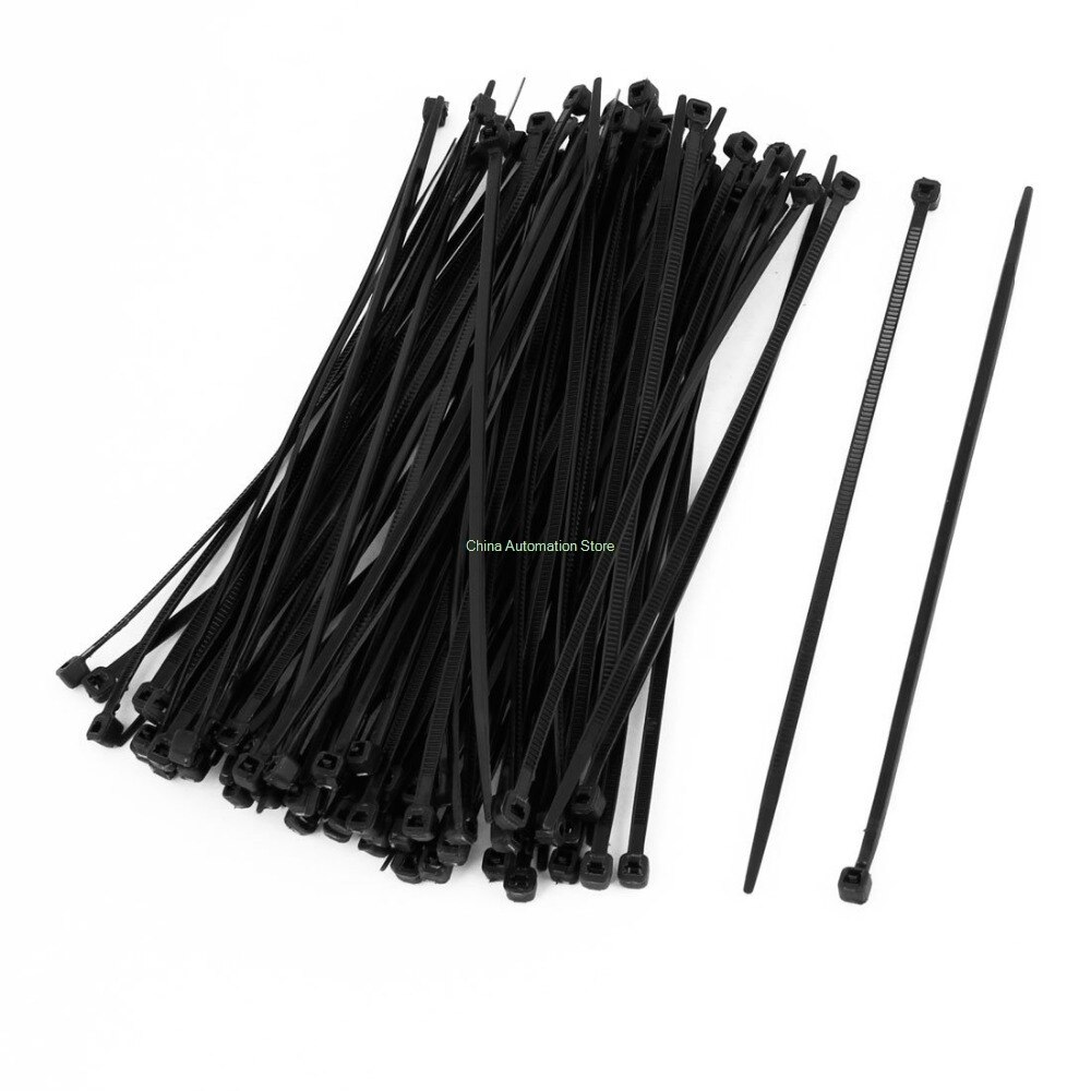 8'' Inch 500PCS 4X200mm Black Self Lock Plastic Nylon Cable Ties Zip Wire 