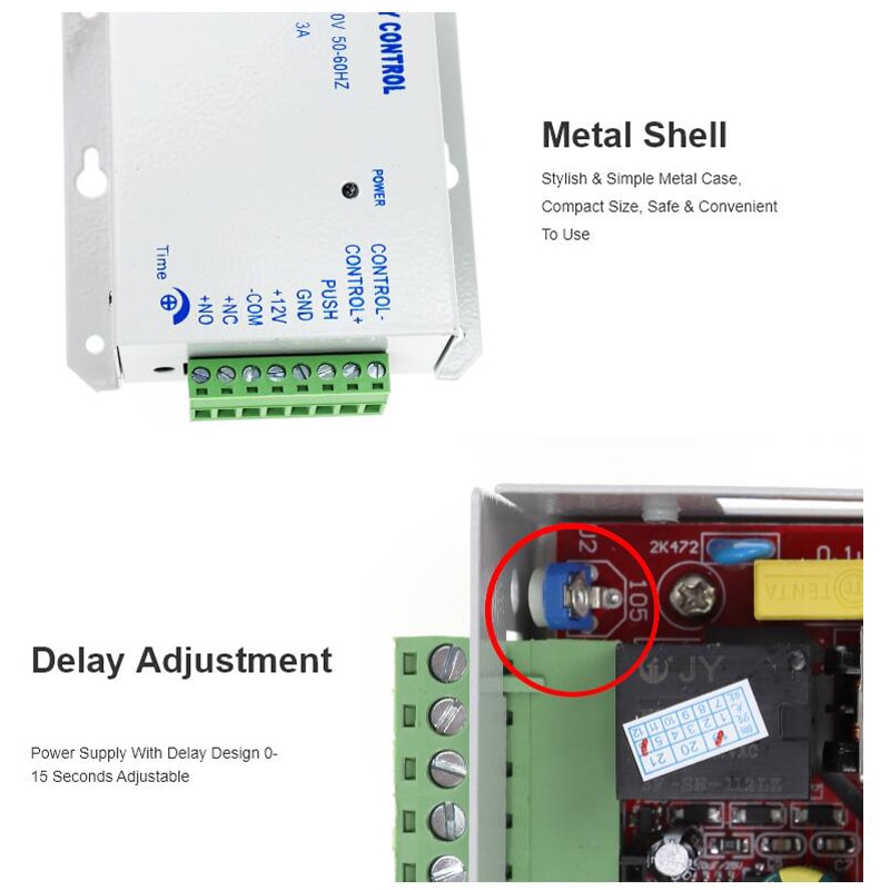 Access Control Power Supply Transformer Door Supplier Adapter Covertor System Machine DC 12V 3A 5A AC 90~260V