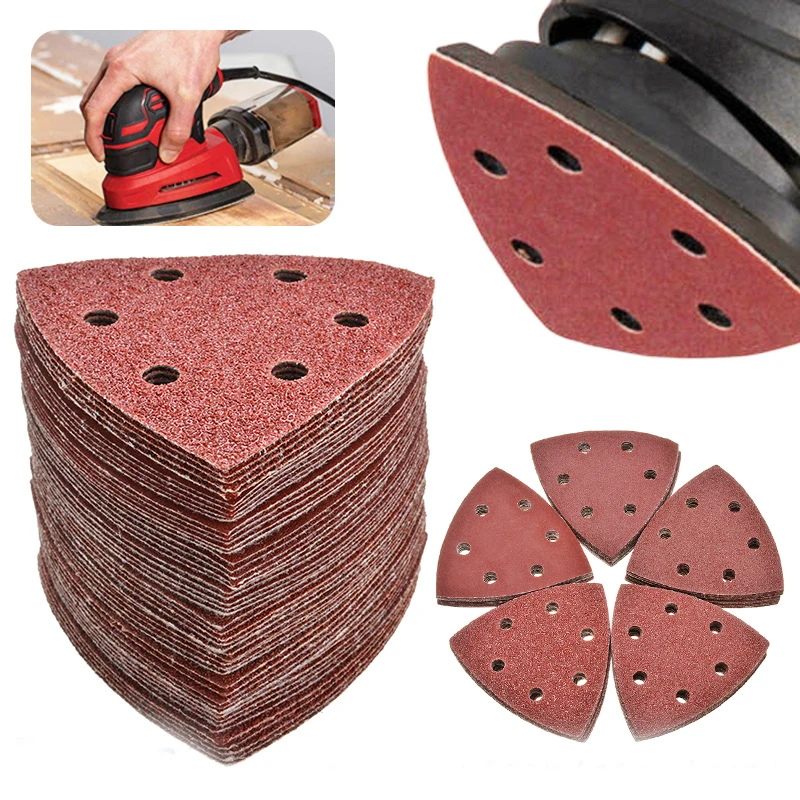 100PCS Driehoekige Schuurschijf 90mm Delta Sander Klittenband Schuurpapier Schuurmiddelen voor Schuren Grit 40-400