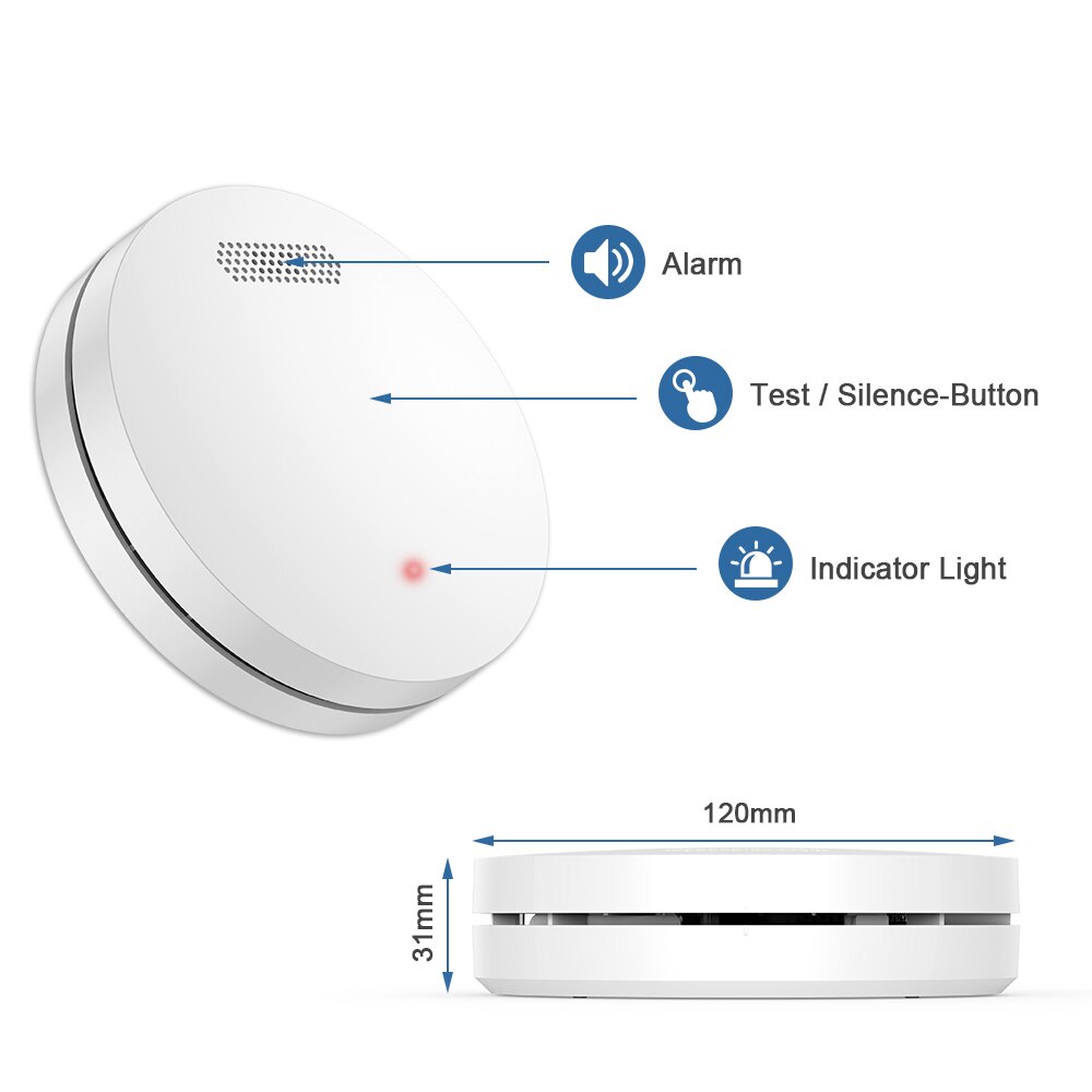 WIFI Wireless Smoke Detector 2 Year Life Battery Operated Remote Control Security Smoke Alarm