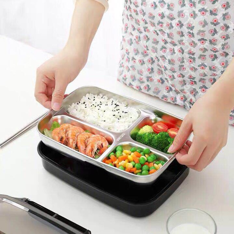 Stainless Steel Thermal Lunch Box Containers with Compartments Leakproof Bento Box Food Container Picnic Office School Lunchbox