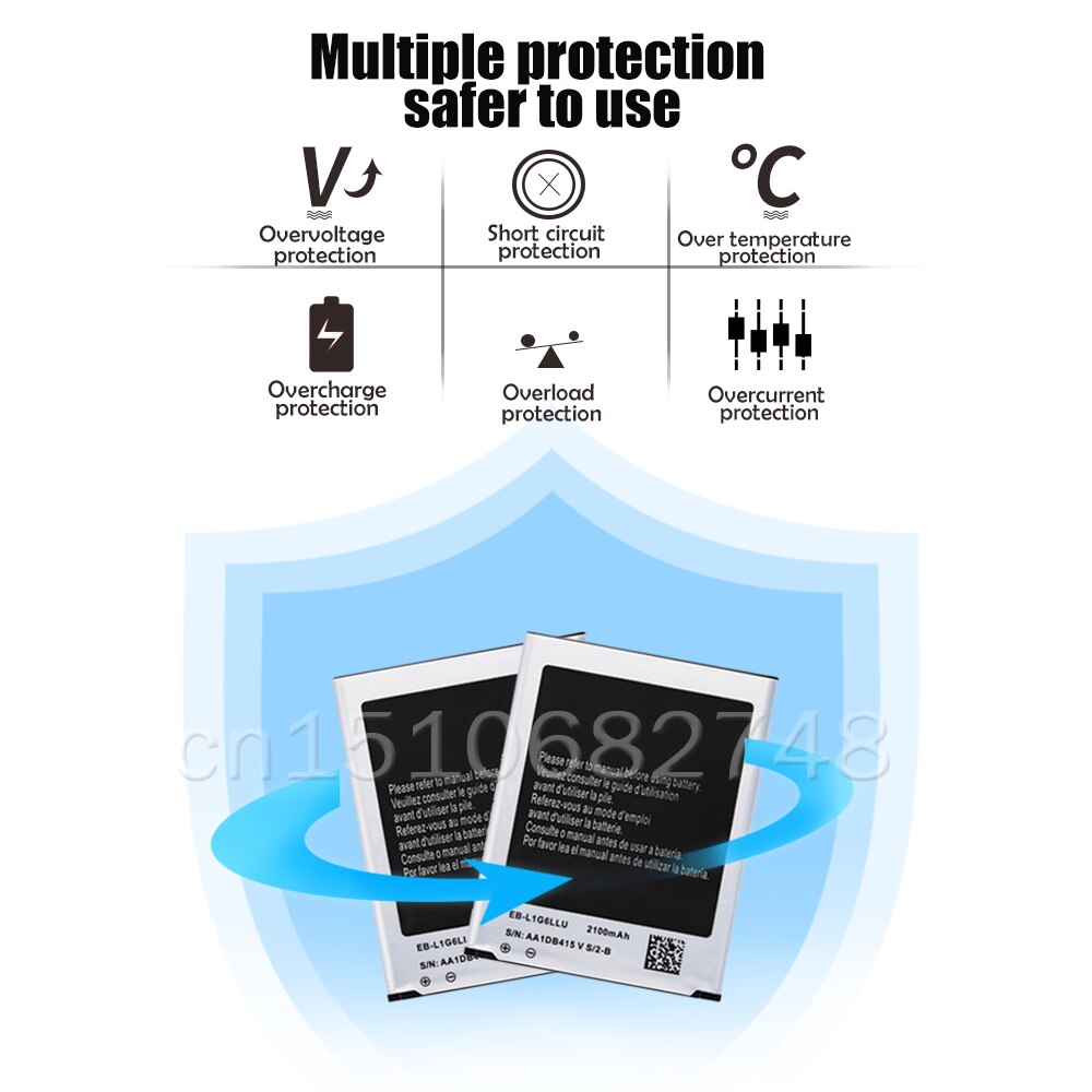 2100 mah eb -l1 g 6 llu erstatningsbatteri til samsung galaxy  s3 i9300 i9300i i9308 i9305 l710 i747 i535 t999 li- polymer batteri