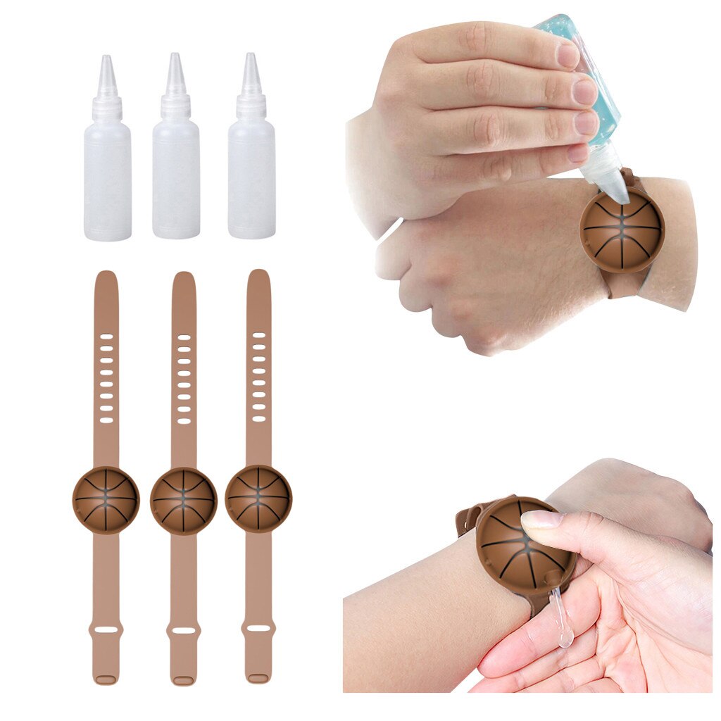 Silicone Hand Sanitizer Hand Washing Gel Alcohol Dispensed Bracelet Wrist Band 1/3/5PCS Basketball Shape Bracelet For Adult Kid