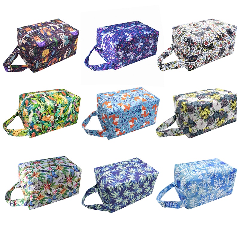 Wasserdicht Wiederverwendbare 3D nass Tasche Gedruckt Tasche Windel Tasche Große Kapazität Windel Tasche Kinderwagen Taschen PUL Windel Lagerung Tasche