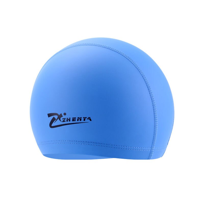 Gorros de natación elásticos impermeables para adultos y niños, de PU, con protección para la oreja, de pelo largo, para deportes de piscina, equipo de buceo: Blue