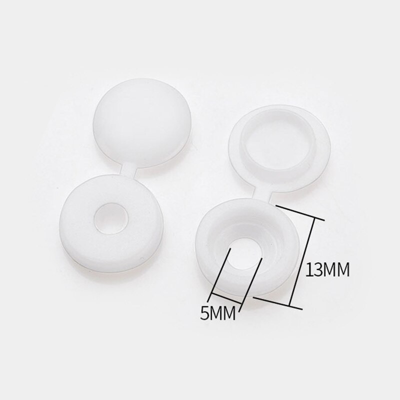 100Pcs Plastic Screw Caps Covers Decorative Snap Buttons White Black Brown: 2