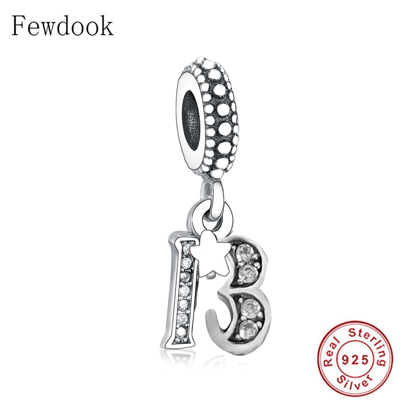 Fit Originele Pan Charm Armband Authentieke 925 Zilveren Nummer 13 Bead Voor Maken Verjaardag Anniversary Hanger Berloque