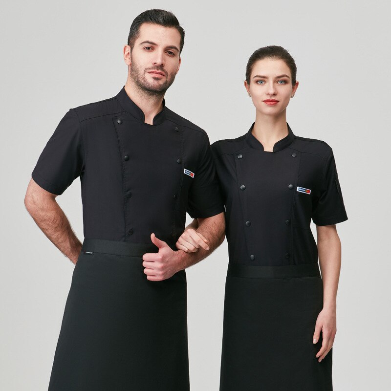 Uniform mandlig køkken arbejdstøj med korte ærmer kvindelig ungdom sommer restaurant hotel åndbar elastik tynd model