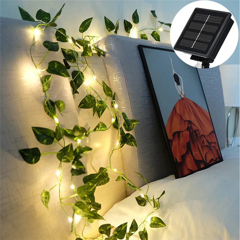 Solar Slingerlampen - 20m LED - Zonnebloem Roos Klimop - Waterdicht IP65 - Tuin Terras Decoratie: Goudgeel / 0-5w
