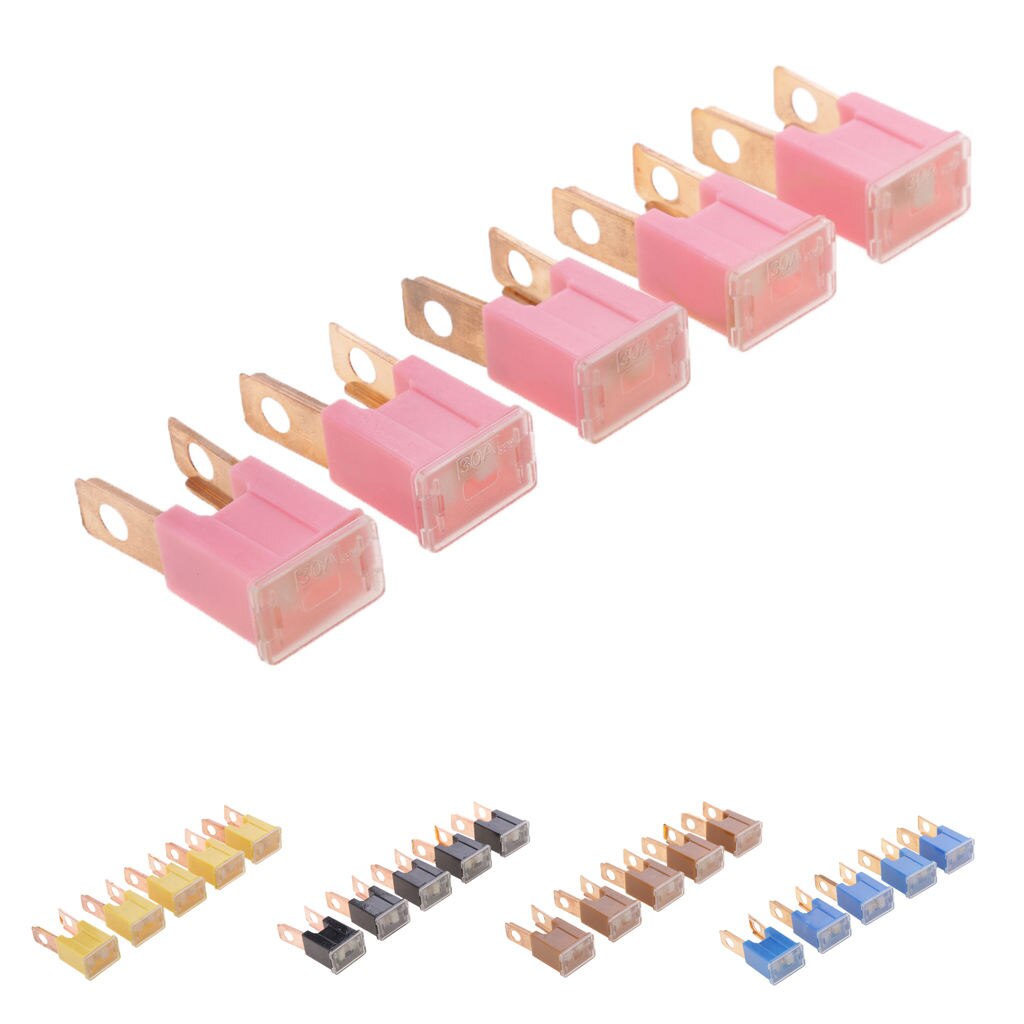 5 Pieces Replacement Car 32V 30A-120A Slow Blow Male PAL Straight Blade Fuses