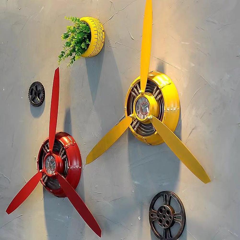 fer forgé avion hélice métal horloge murale mur rétro pendentif pour Bar Restaurant décoration murale