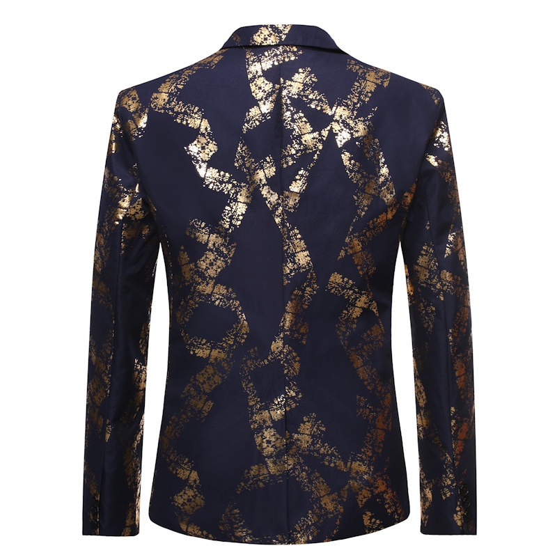 Shenrun hommes Blazers noir bleu marine or imprimé veste mariage costume casual Blazer chanteur hôte DJ scène vestes musicien Costumes