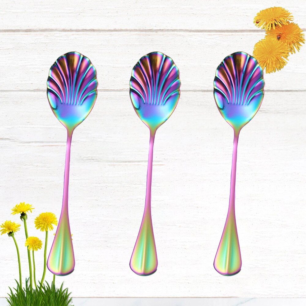 3 Pcs Mixing Spoons Long Handle Stainless Steel Kitchen Utensil for Milk Coffee Dessert