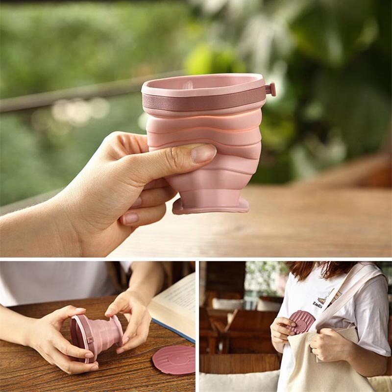 1pc Kaffee Becher Reise Faltbare Silikon Tasse Klapp Wasser Tassen Lebensmittel Klasse Küche Trinken Ware Becher Tee Kaffee Tassen