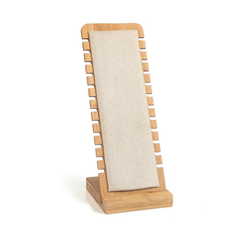 Bamboe Sieraden Display Standaard Ketting Display Stand Houten Meerdere Ketting Schildersezel Showcase Display Houder Voor Kettingen: Beige