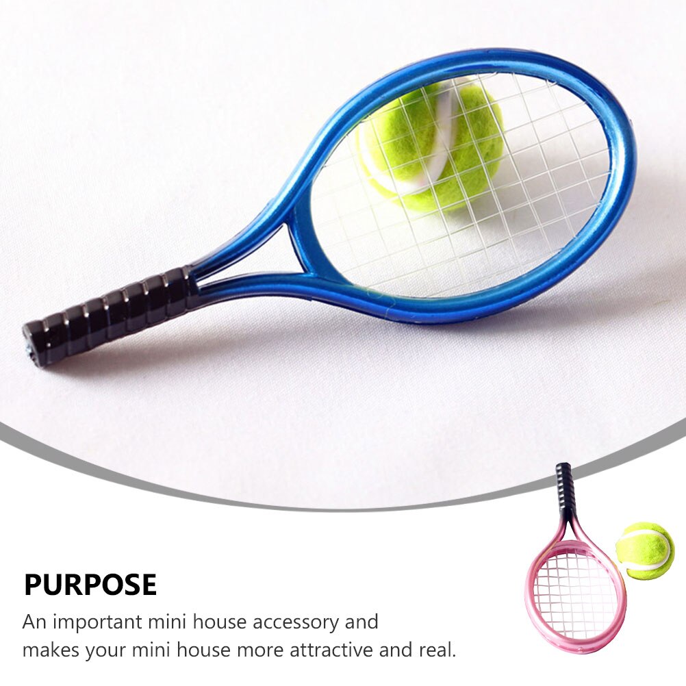 2 setzt puppenhaus-Tennis-dekoration Mini-Tennis-einstellen Mini-tennisschläger für beladen, zuhause, freundlicher