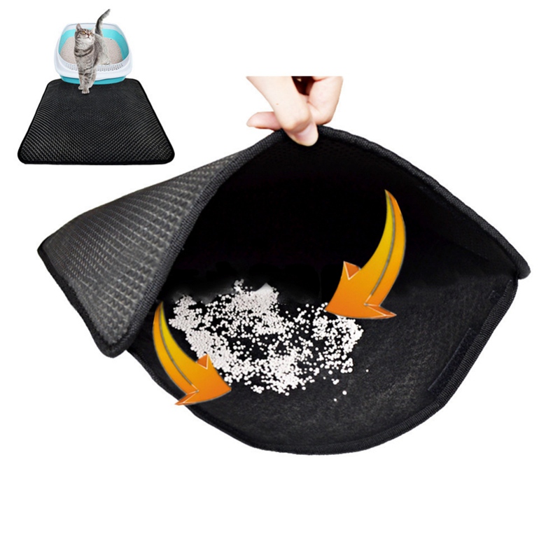 Tapis de litière pour chat de compagnie EVA Double couche Anti éclaboussures chat litière tapis literie paillasson facile à nettoyer contrôle de dispersion, 45x30cm