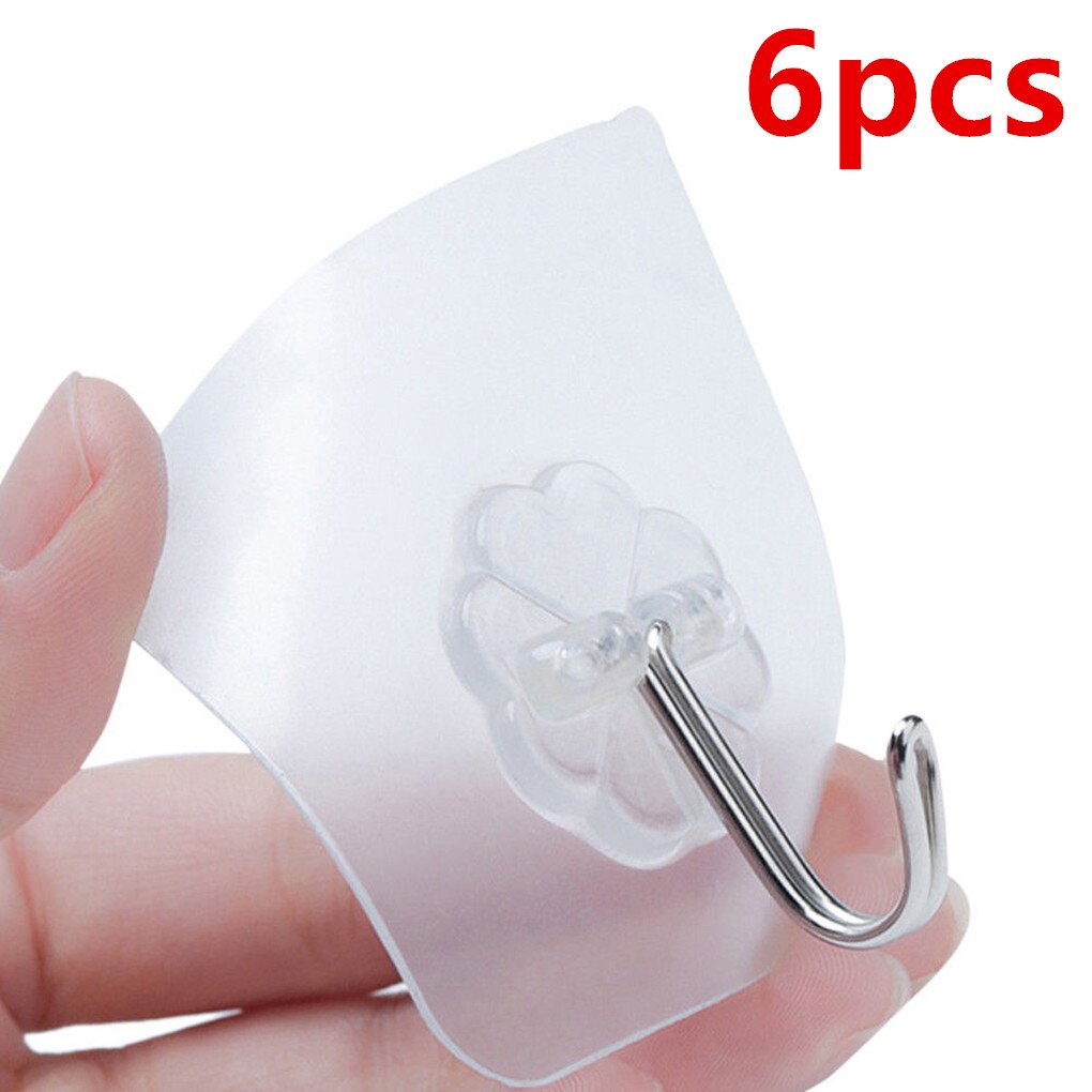 2/6/10 pièces crochet de suspension ventouse adhésif mur aspirateur ventouse salle de bain lourde Transparent support de charge en acier inoxydable Transparent: 6pcs