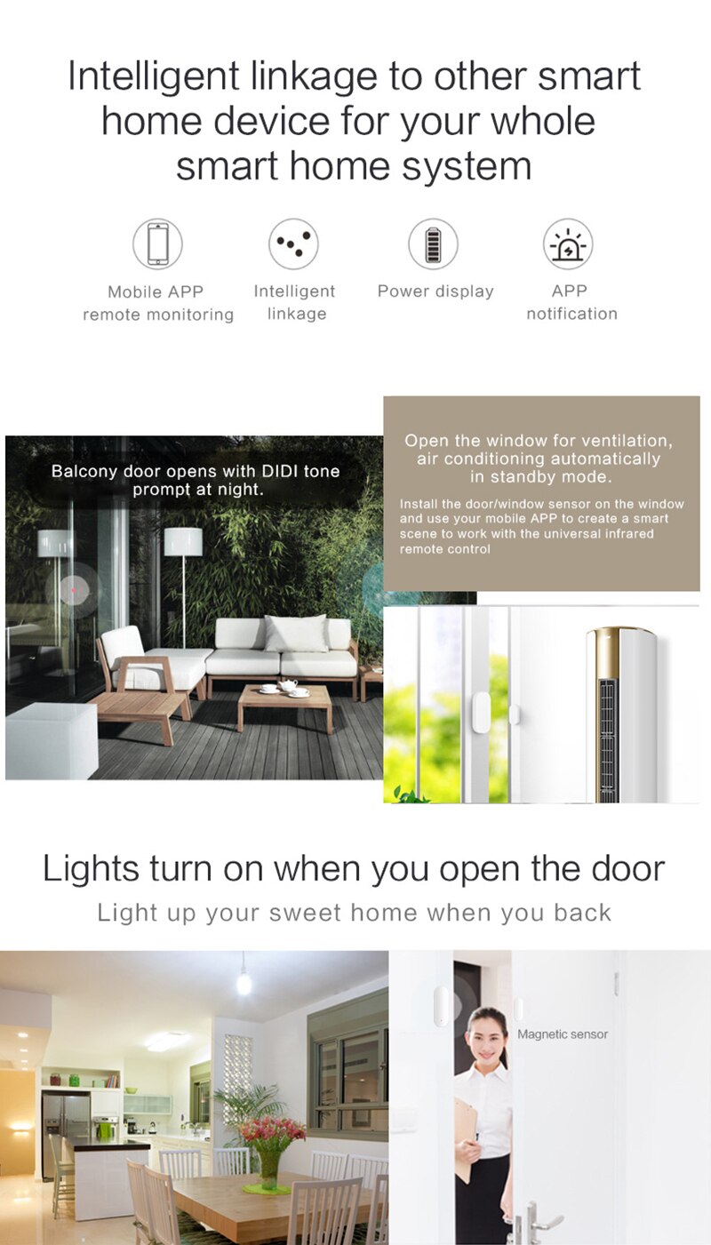Smart Wireless WiFi Door/Window Sensor Notification Reminder App Remote Control Security ALARM System