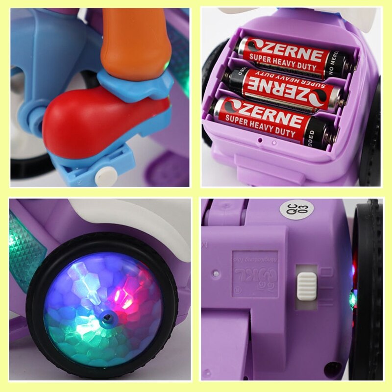 Elektrisches stunt-dreirad, modell 360 grad drehbar, mit led-licht und musik, spielzeugauto
