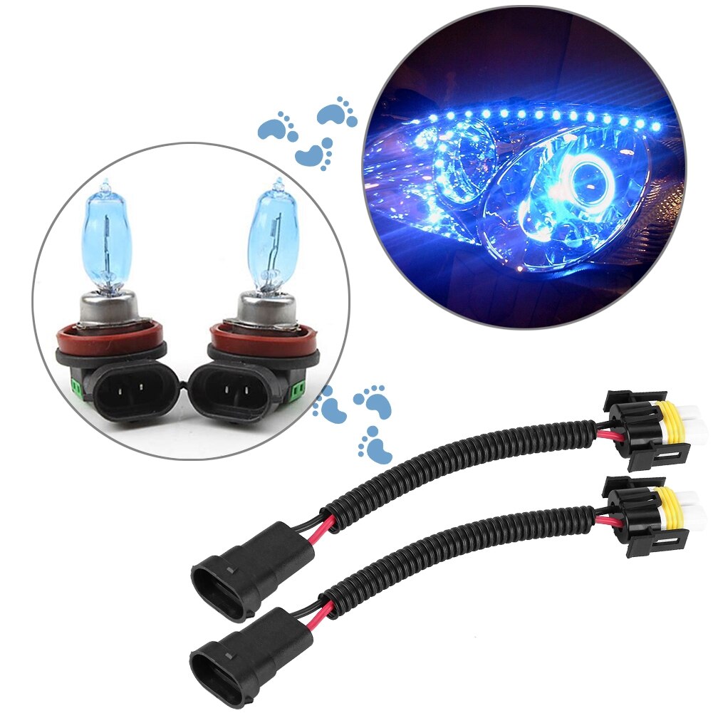1 Pair Conversion Connector Wiring For H11 H8 Headlight Fog Light Harness Socket Conversion Wiring Harness Plug Cable Socket