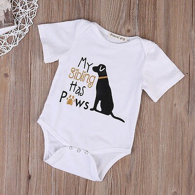 Citgeett Cotton Toddler Infant Baby Boys Girls Short Sleeves Dogs Summer Bodysuit Jumpsuit Clothes Outfits 0-18M
