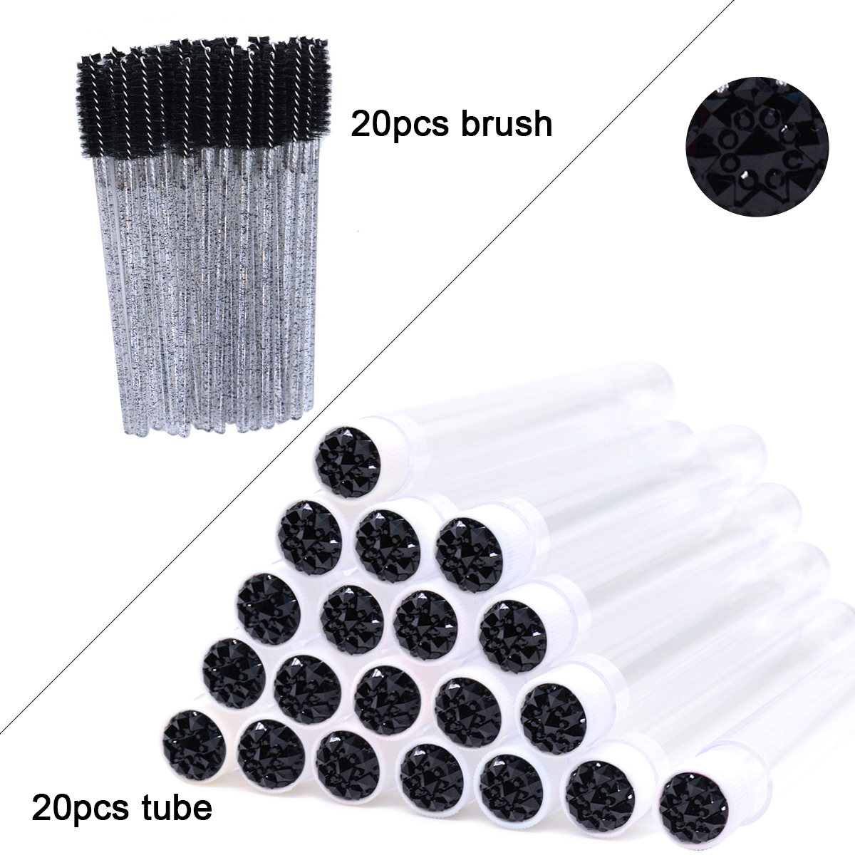 50/25Pcs Silicone Gel Eyelash Brushes Lash Extension Micro Mascara Wands Eyebrow Comb Spoolies Disposable Makeup Tool Applicator: 50pcs full  black