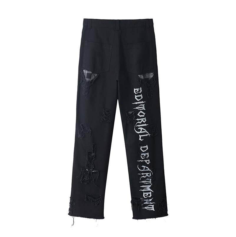 Uncledonjm destroy jeans til mænd gotisk bogstav broderede herre jeans graffiti high street hip-hop mænd tøj bukser  ed947