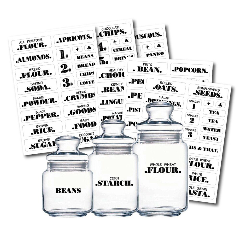 Farmhouse pantry labels 6 ark gennemsigtige vandtætte pantry stickers mad jar labels for pantry organisation wxv