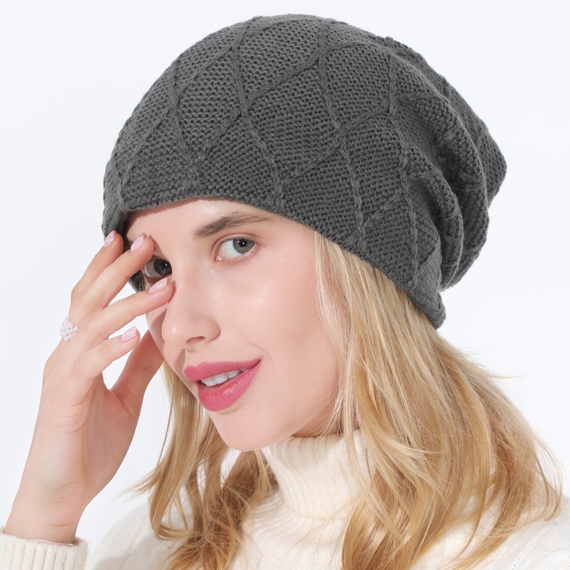Women's Non-Brim Urinal Cap Winter Hat Children's Casual Autumn Knitted Non-Brim Urinal CapQuality Hood Cap Soft Wool Hat: Gray