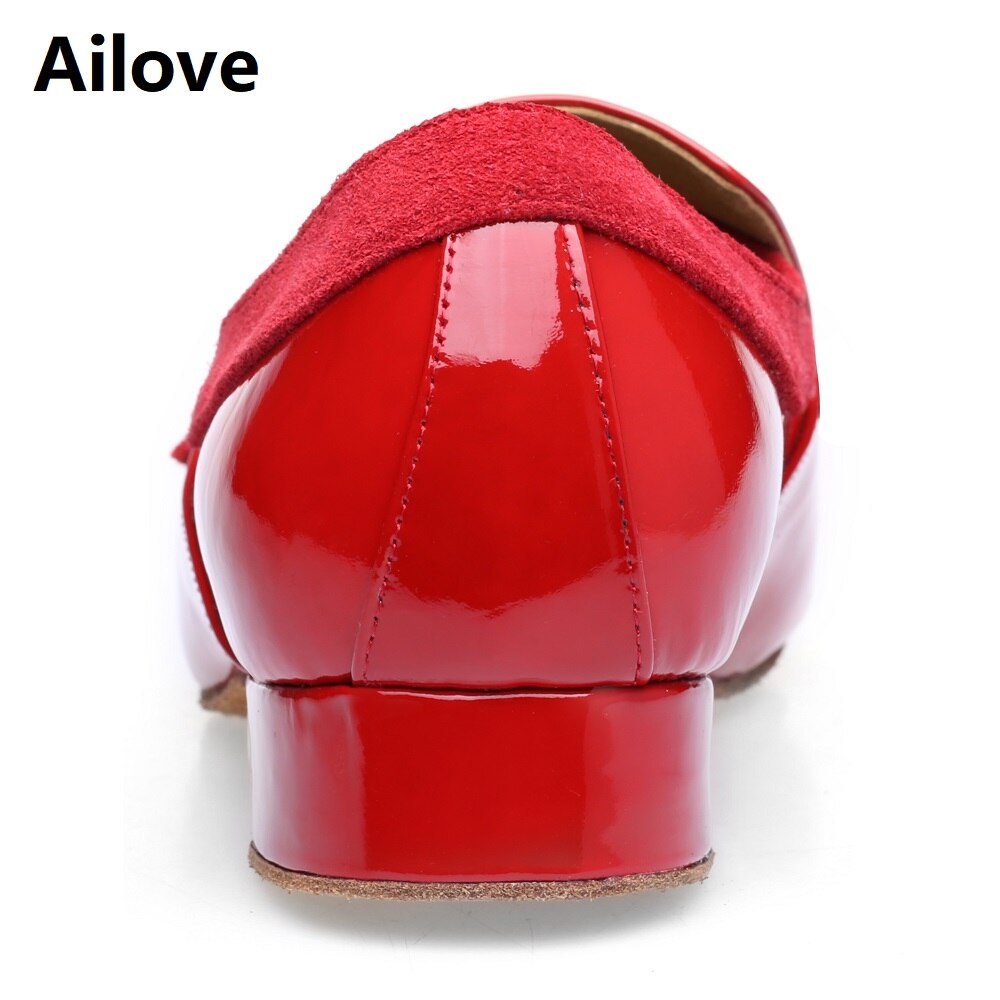 Men`s Ballroom Tango Latin Salsa Dance Shoes Soft Suede Sole Red Leather Dancing Sport Shoes M02