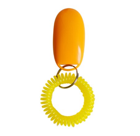 Bonzerpet-sifflet en plastique | Clicker d'entraînement de chien, en plastique chat, outil d'entraînement, Guide d'aide, sangle de poignet élastique, bouton sonore, 1 pièce: Orange