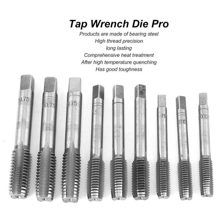 32 Stuks Schroefdraad Tap Sterven Set Hoge Hardheid Rijg Tap Sterven Moersleutel Auto Reparatie Handgereedschap Kit Met Ijzeren Doos