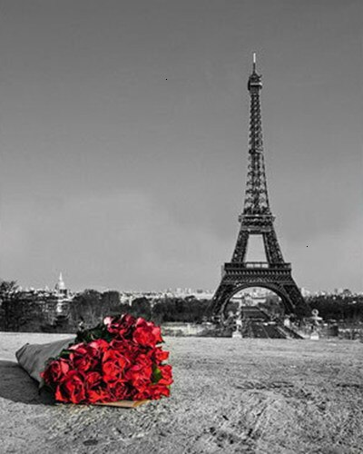 Evershine maling efter tal blomster håndmalet vægkunst billede af tal rose tegning lærred boligindretning: Szes -770