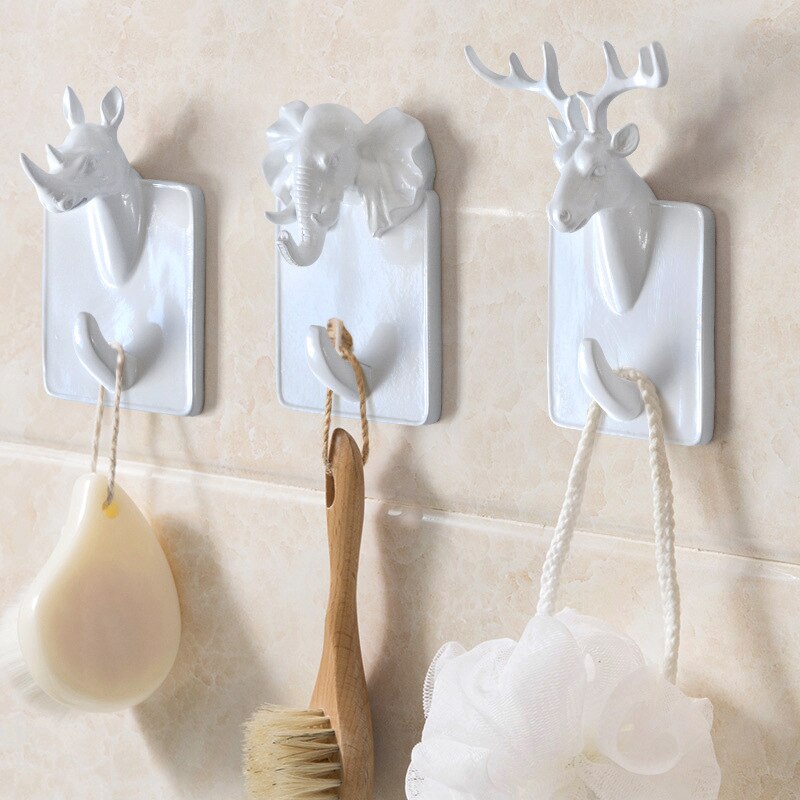 Crochet mural suspendu en forme d'animaux, tête de cerf, bois, vêtements suspendus, chapeau, écharpe, clé, décoration murale