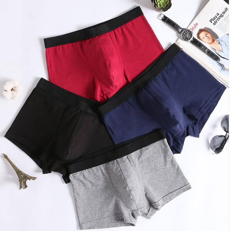 Men&#39;s Panties Underpants Man Boxer Mens Underwear Cotton Man Big Short Breathable Solid Flexible Shorts Boxers Homme