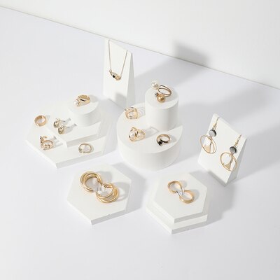 White Gypsum Jewelry Display Blocks Earrings Display Stand Rings Pendant Display Holder