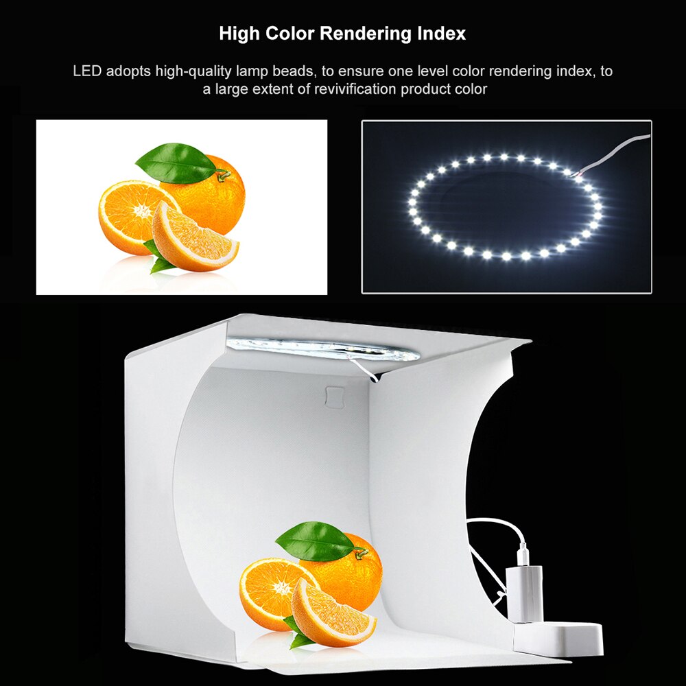 Cadiso Mini Led Ring Licht Doos Opvouwbare Draagbare Fotografie Softbox Lightbox Photo Studio Schieten Tent Box Kit Met 6 Achtergronden