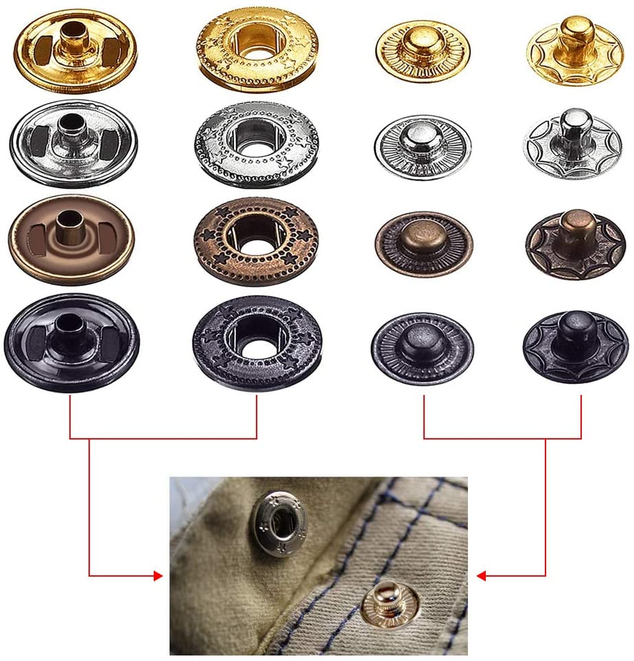 120 Set Snap Fasteners Kit Voor Leer 12.5Mm Metalen Knop Snaps Drukknopen Met 4 Setter Gereedschap, 4 Kleur Lederen Snaps