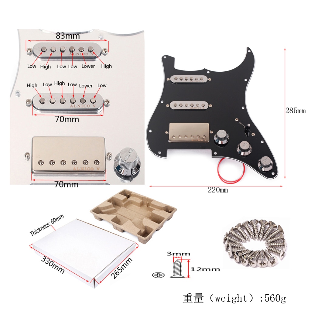 Battipenna Chitarra SSS Precablato - Pickup Alnico V Per Stratocaster