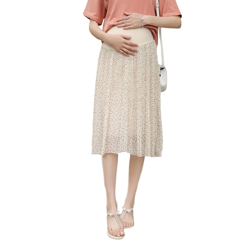 Chiffon boldkjole nederdel til gravide kvinder tøj gravid nederdele sommer prik graviditet a-line nederdele mor bære tøj