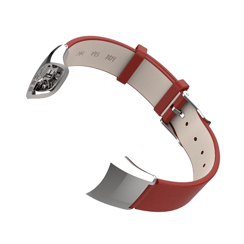 Mijobs Lederband für Huawei Honor Band 4 5 Smart Uhr Handgelenk Band Strap für Honor 4 5 Smart Armband armbänder Strap: Red Silver