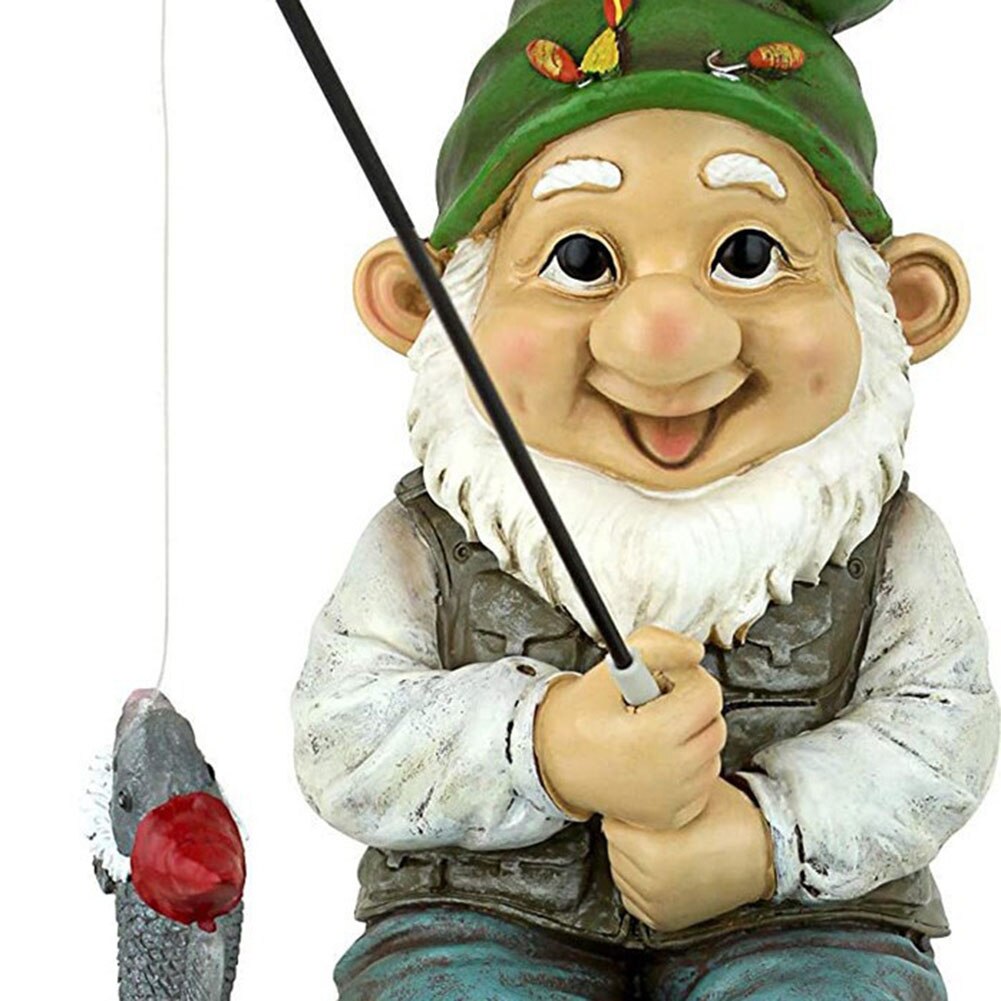 Garden Gnome Statue Resin Fishing Gnome Figurines Dwarf Elf Figurines Yard Lawn Home and Outdoor Garden Decorative Ornaments