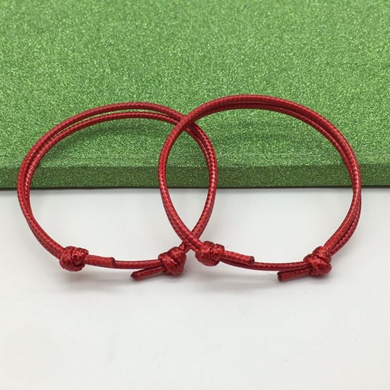 2 uds Simple ajorcas hechas a mano ajustable cuerda para las mujeres y los hombres tobilleras de pareja suerte cadena Cadena de tobillo pulsera Bohemia pulsera joyería de pie: Red Red