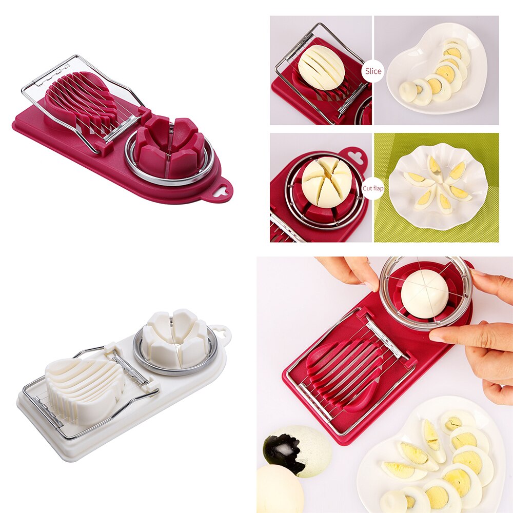 2 In 1 Rvs Cut Eiersnijder Sectioner Cutter Mold Multifunctionele Eieren Splitter Cutter Kitchen Tools