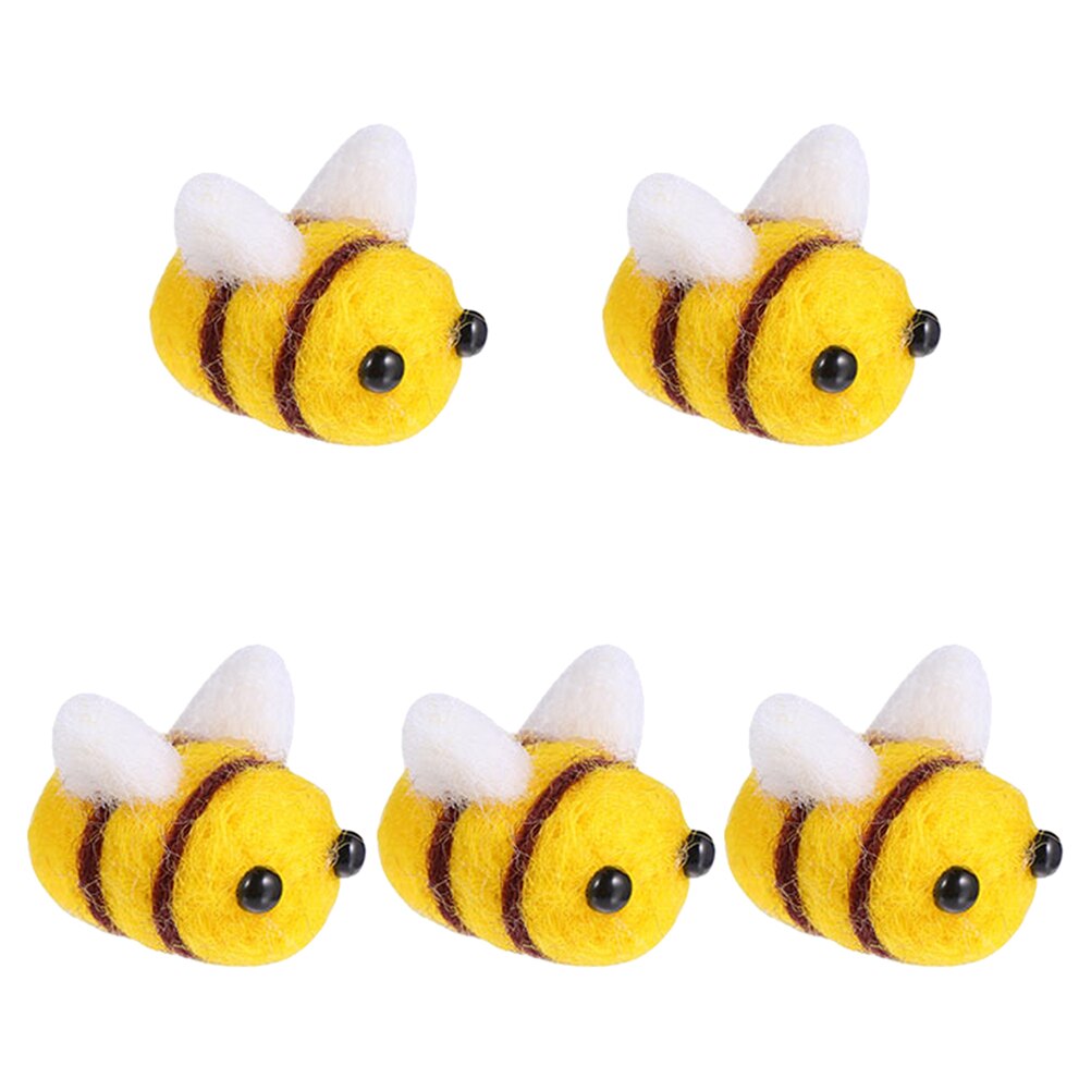 5Pcs Hat Clothing DIY Wool Felt Bee Decor Lovely Plush DIY Craft Felt Bee