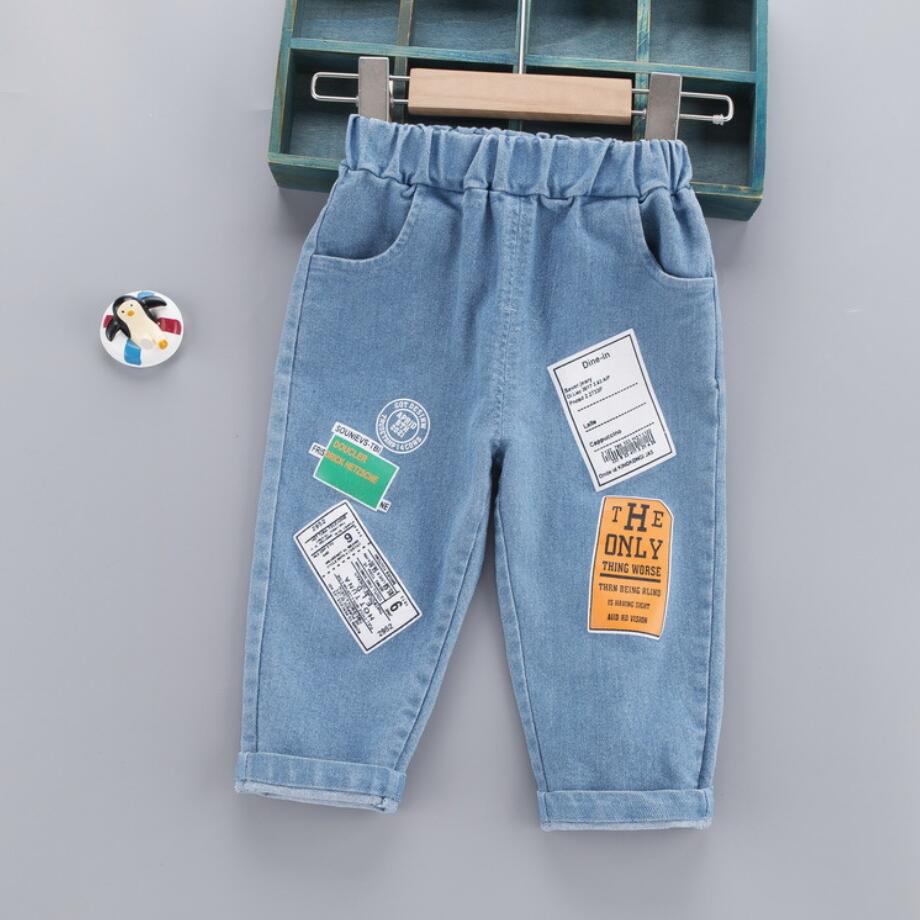 Pantalon en jean pour garçons, lettres imprimées, style Cowboy, décontracté, Long, pour enfants de 1, 2, 3 et 4 ans,