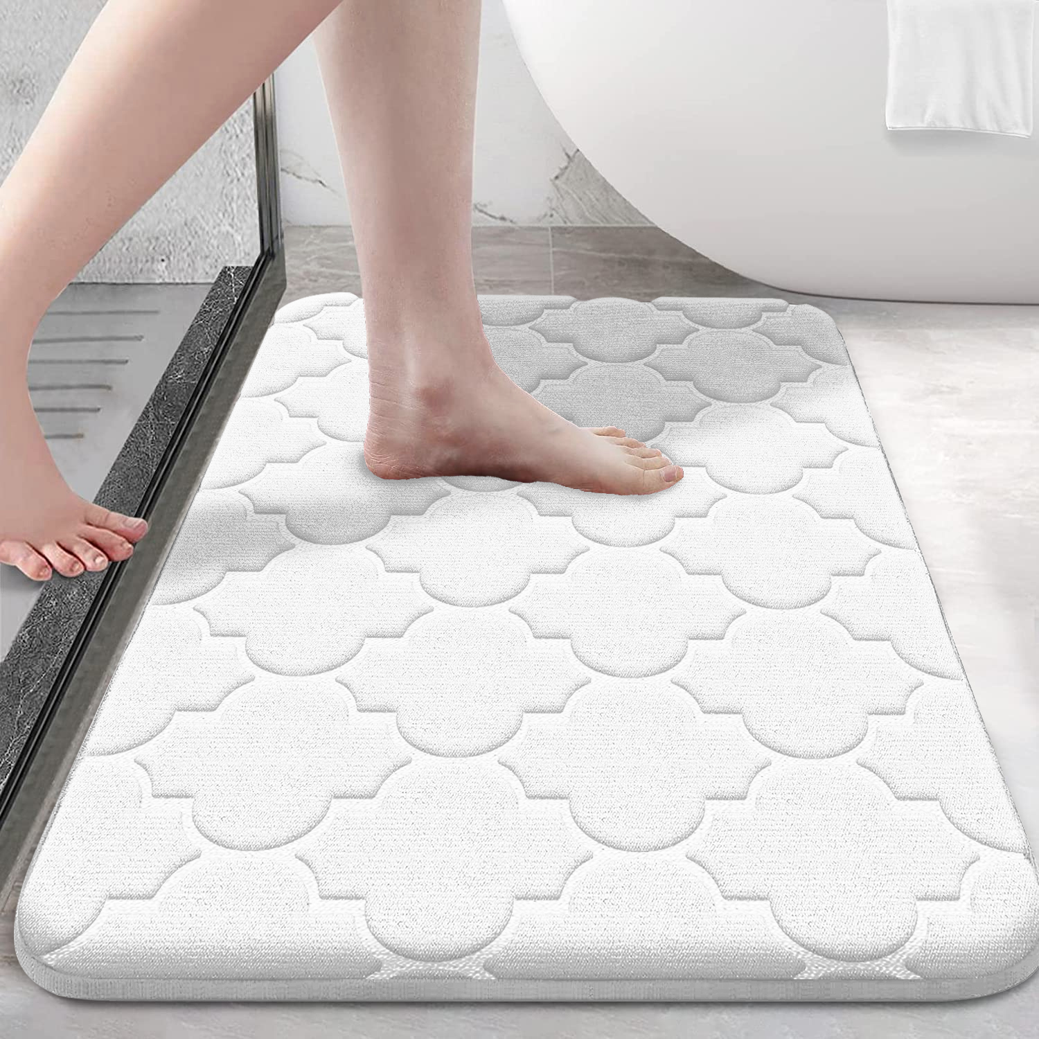 Memory Foam Bathroom Rug Anti-slip bathroom mat ultra Soft floor mat Non-Slip Water Absorbent and Machine Washable: WHITE / 1700MMx2400MM